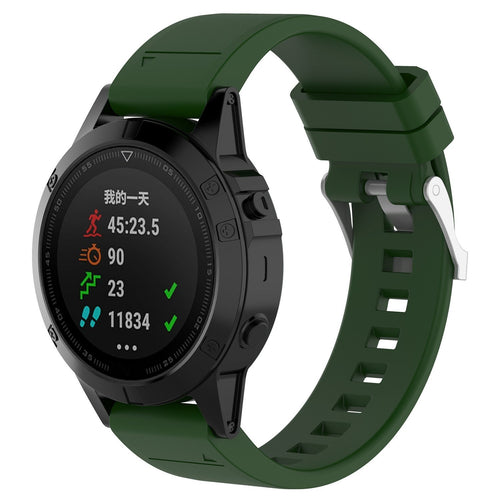 Garmin Approach S70 - 47mm Glänzendes Silikonarmband (Armee Grün)