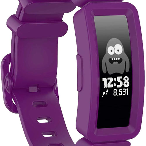 Silicone Strap, purple, on a watch, 3/4 front view