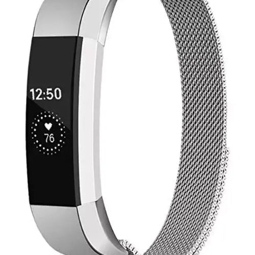 Milanese Strap, silver, on a watch, 3/4 front view
