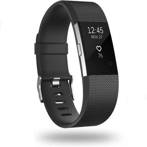 Silicone Strap, black, on a watch, 3/4 front view