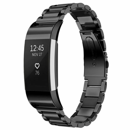 Steel Strap, black, on a watch, 3/4 front view