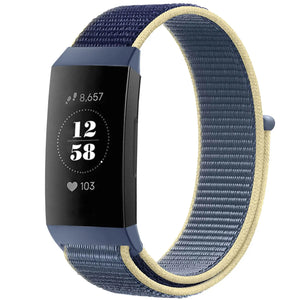Nylon Strap, ocean blue, on a watch, 3/4 front view