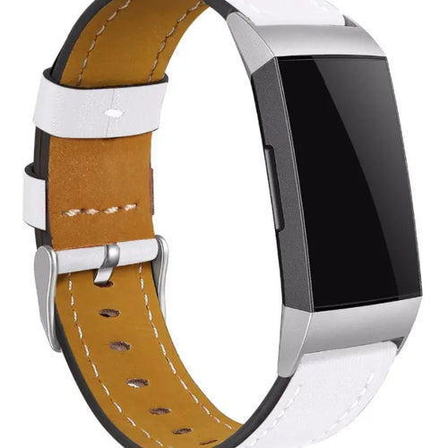 Modern Leather Strap, white, on a watch, 3/4 front view