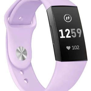 Silicone Sport Strap, lavender, on a watch, 3/4 front view