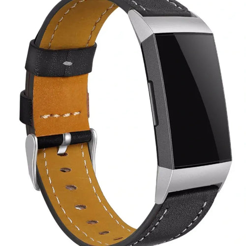 Modern Leather Strap, elegant black, on a watch, 3/4 front view