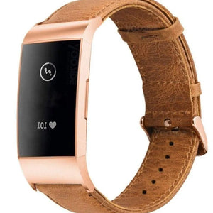 Leather Strap, brown, on a watch, 3/4 front view