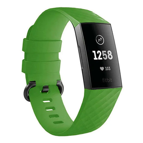 Silicone Strap, green, on a watch, 3/4 front view
