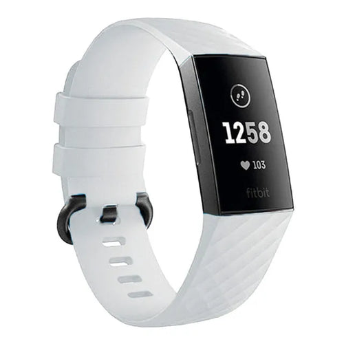 Silicone Strap, white, on a watch, 3/4 front view