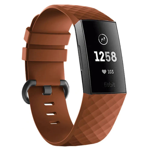 Silicone Strap, brown, on a watch, 3/4 front view