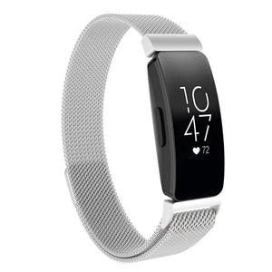 Milanese Strap, silver, on a watch, 3/4 front view