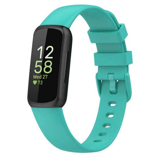 Silicone Strap, aqua, on a watch, 3/4 front view