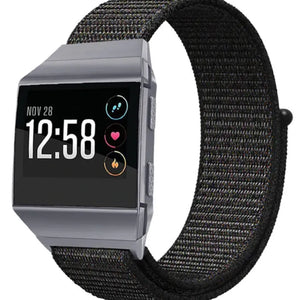 Nylon Strap, black, on a watch, 3/4 front view
