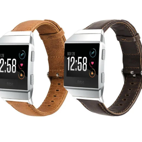 Leather Strap, brown, on a watch, 3/4 front view