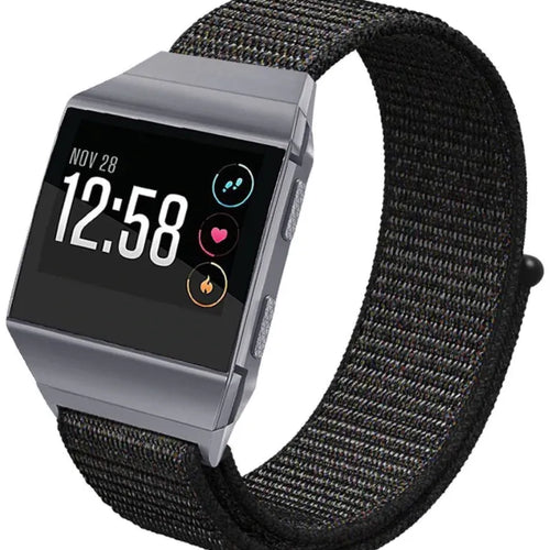 Nylon Strap, black, on a watch, 3/4 front view