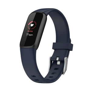 Silicone Strap, dark blue, on a watch, 3/4 front view