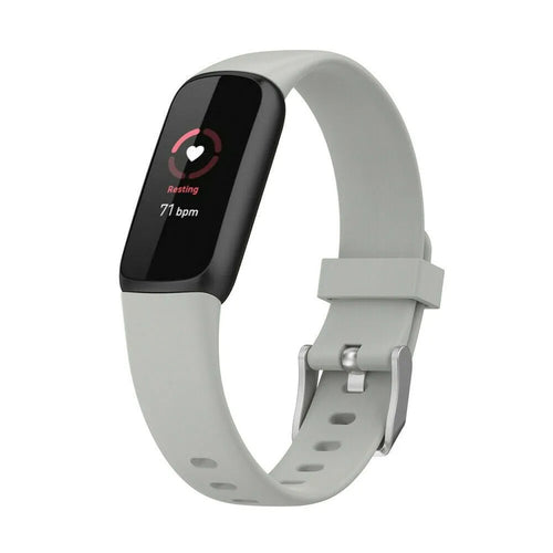 Silicone Strap, grey, on a watch, 3/4 front view