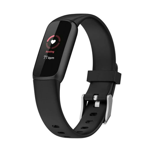 Silicone Strap, black, on a watch, 3/4 front view