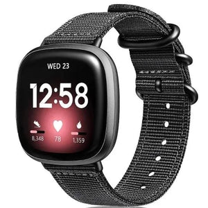 Nylon Buckle Strap, black, on a watch, 3/4 front view