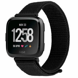 Nylon Strap, black, on a watch, 3/4 front view