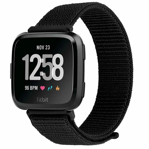 Nylon Strap, black, on a watch, 3/4 front view