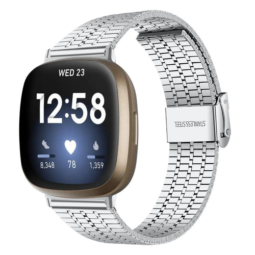 Fine Steel Strap, silver, on a watch, 3/4 front view