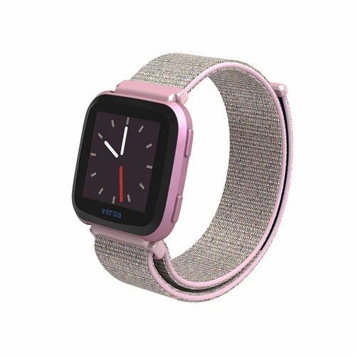 Nylon Strap, pink, on a watch, 3/4 front view