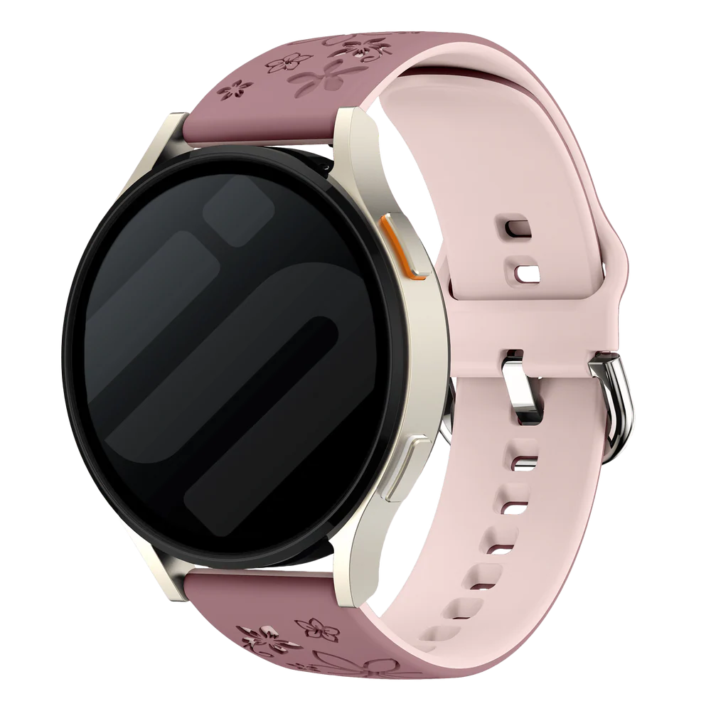 Huawei Watch GT 7 - 41mm Flower Silikonarmband (Rauchiges Lila/ Hellrosa)