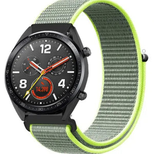Nylon Strap, fluorescent, on a watch, 3/4 front view