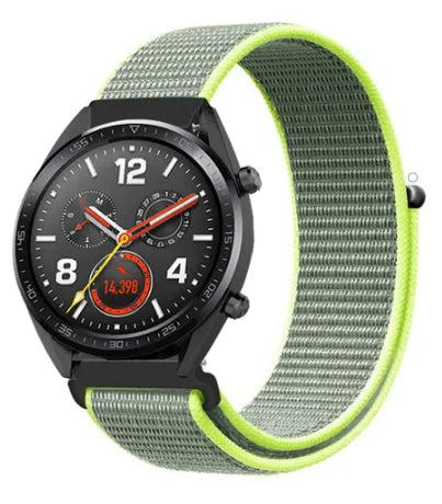 Nylon Strap, fluorescent, on a watch, 3/4 front view