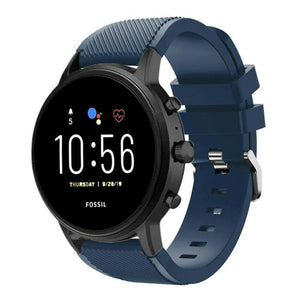 Twill Silicone Strap, dark blue, on a watch, 3/4 front view