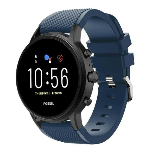 Twill Silicone Strap, dark blue, on a watch, 3/4 front view