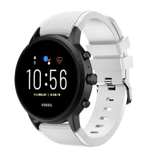 Twill Silicone Strap, white, on a watch, 3/4 front view
