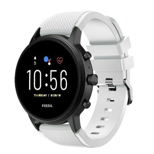 Twill Silicone Strap, white, on a watch, 3/4 front view