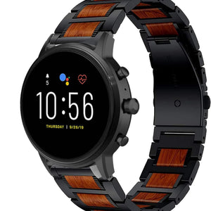 fossil-gen-5-stalen-houten-band-zwart