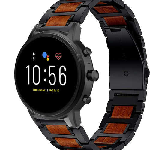 fossil-gen-5-stalen-houten-band-zwart