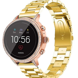 Steel Strap, gold, on a watch, 3/4 front view