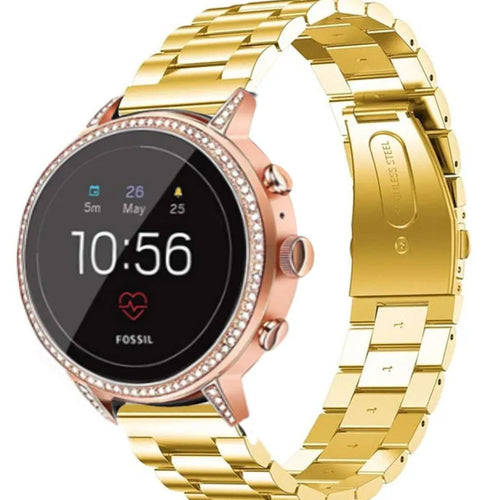Steel Strap, gold, on a watch, 3/4 front view