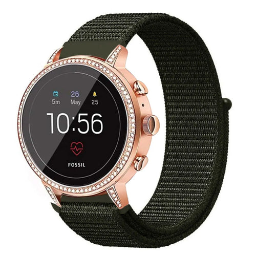 Fossil Gen 4 Venture (HR) Nylonarmband (Dunkel Grün)