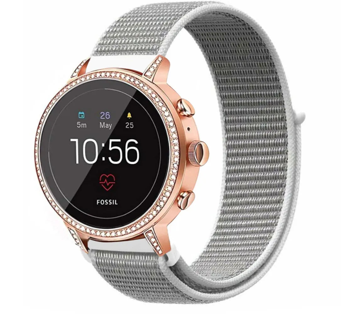 Fossil Gen 4 Venture (HR) Nylonarmband (Weiß/Grau)