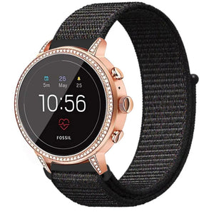 Nylon Strap, black, on a watch, 3/4 front view