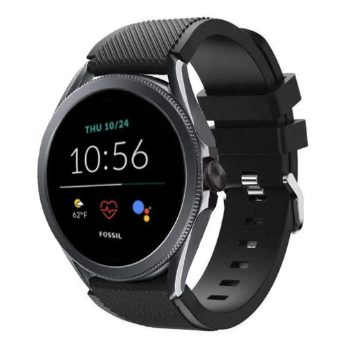 Twill Silicone Strap, black, on a watch, 3/4 front view