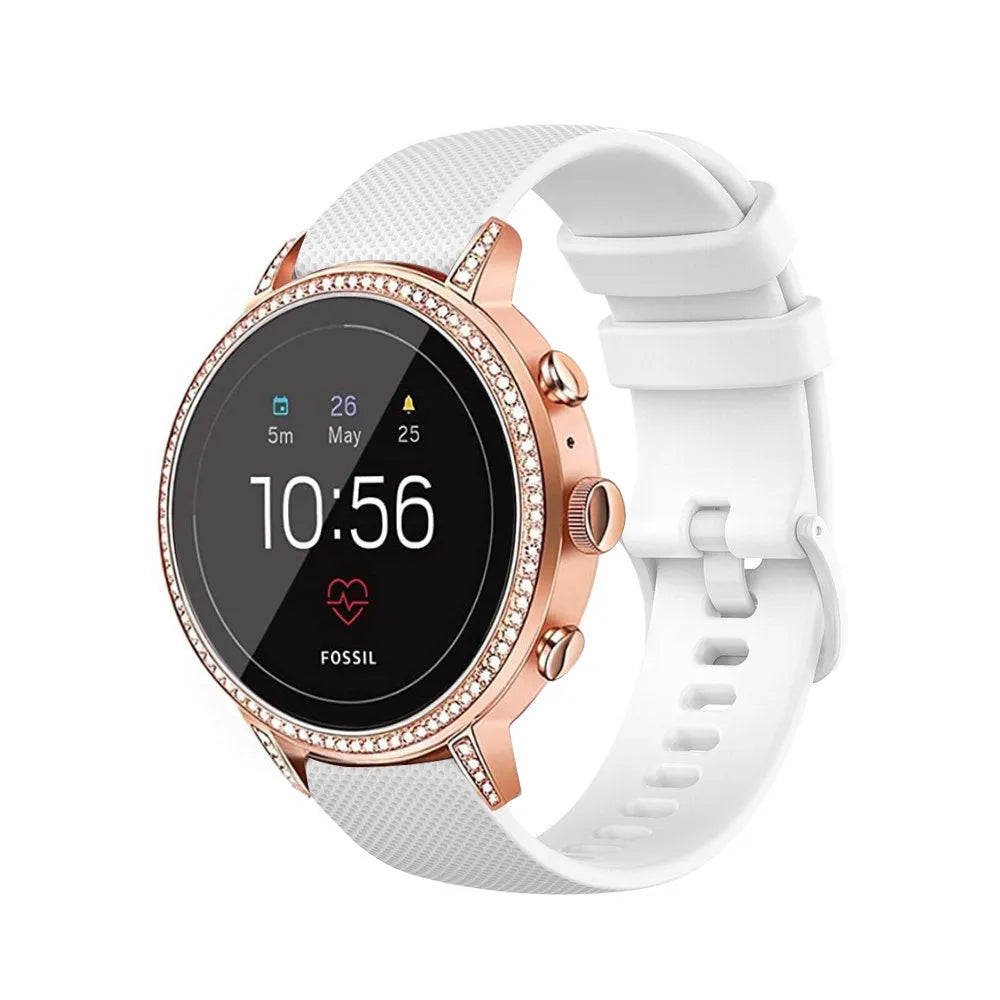 Fossil Gen 4 Venture (HR) Silikonarmband (Weiß)
