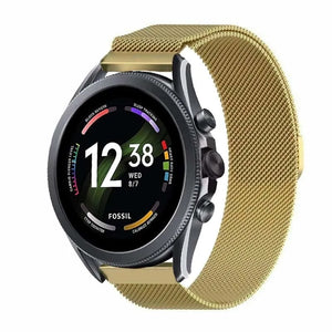 Milanese Strap, gold, on a watch, 3/4 front view