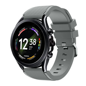 Twill Silicone Strap, grey, on a watch, 3/4 front view