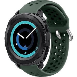Twill Silicone Strap, army green, on a watch, 3/4 front view