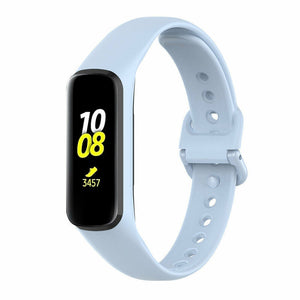 Silicone Strap, light blue, on a watch, 3/4 front view