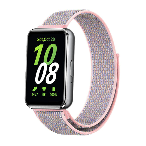 Nylon Strap, pink, on a watch, 3/4 front view