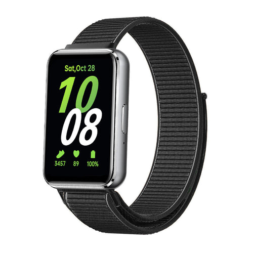 Nylon Strap, black, on a watch, 3/4 front view