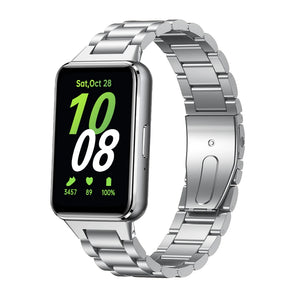 Steel Strap, silver, on a watch, 3/4 front view
