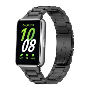 Steel Strap, black, on a watch, 3/4 front view